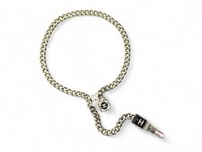 NEUF COLLIER CHANEL 2022 LOGO CC ROUGE A LEVRES 38-50 CM METAL DORE NECKLACE NEW