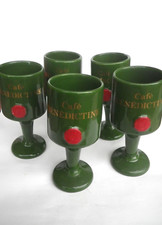 Cinq Verres à pied tasses mazagran grès Pub BENEDICTINE