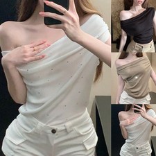 T-shirt femme manches courtes paillettes épaules dénudées coupe slim style é