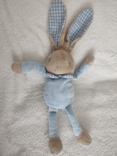 Doudou lapin beige bleu