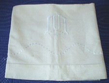  Drap de mariage ancien 220cm x 320cm monogrammé MH brodé pointillé jours Venise