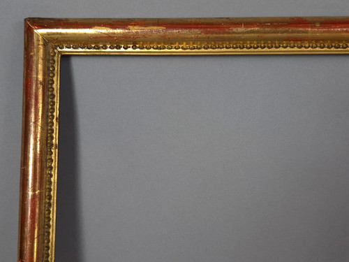 Cadre ancien perlé - , +verre