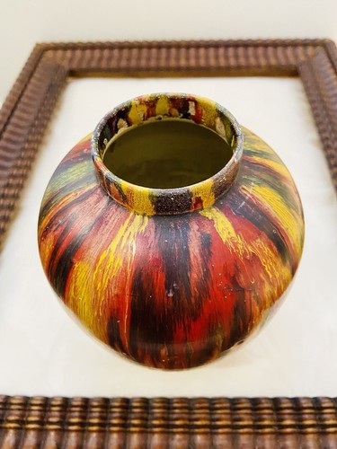 Vase art deco grès - grès, peint