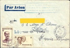 Madagascar 1947 100e liaison aérienne vers la Réunion avec réexpédition