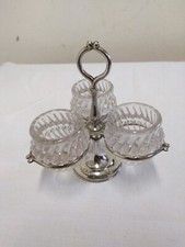 Saleron En Verre Soufflé Et Métal Ancien