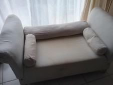 méridienne ancienne en grosse toile assise Entièrement refaite.