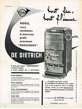 PUBLICITE ADVERTISING 1960 DE DIETRICH  poele automatique chauffage   PRESIDENT