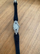 MONTRE FEMME -art déco-platine diamant et saphir