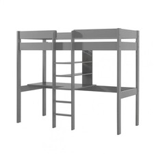 SLEEPY - Lit Mezzanine Gris 90x200cm Échelle Centrale avec Bureau