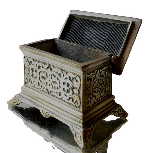 Ancien pyrogene bronze coffre - ancien,