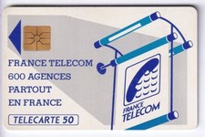 VARIETE TELECARTE LOGO .. 50U Te50a GEM1A AGENCES V° DECALE DROIT B0825C TBE C?€