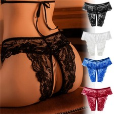 Femmes Ouvert Entrejambe Stretch Dentelle Sexy Entrejambe Culotte Slips /