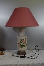 ANCIENNE LAMPE DE CHEVET PORCELAINE CÉRAMIQUE DECOR FLEUR