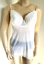 nuisette T44 100c voile blanc bordé dentelle bonnet coque souple armature 132!