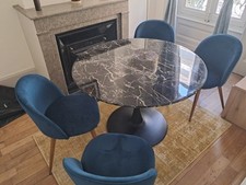 Vend Cause Depart A L' Etranger Lot De 4 Chaise design Milano velours bleu 