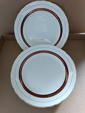 8 assiettes plates en porcelaine de Salins modèle Royat Rouge 