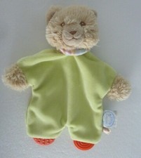 S4. DOUDOU PLAT NOUKIE'S OURS chat TIFOO FIDJI VERT BEIGE PLAQUE ORANGE - TTBE