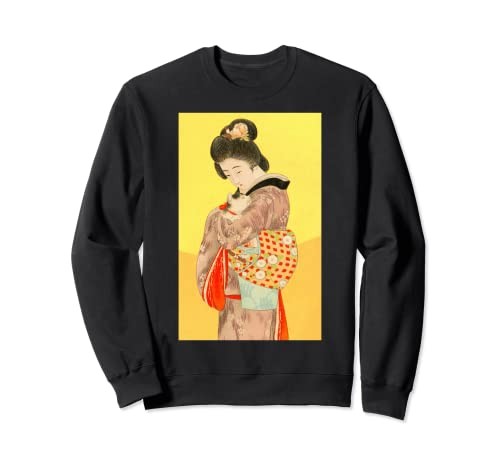 Geisha and cat kimono girl - geisha,