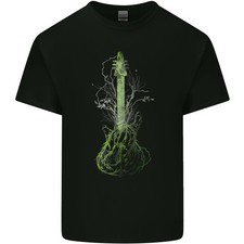 T-Shirt Enfant Guitariste Acoustique Arbre De Guitare Vert