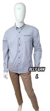 Olly Gan Taille L  Superbe chemise manches longues blanc gris noir homme