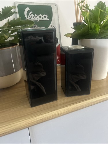 Bougeoir verre noir - en,