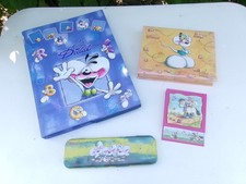 Vintage Année 90 Diddl trousse métal boite à bijoux pochette carton et post it