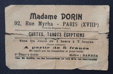 Carte visite publicité MADAME DORIN voyante médium cartomancie tarot égyptien