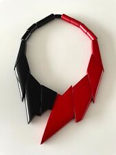 MAGNIFIQUE COLLIER "NEPTUNE" ISADORA PARIS VINTAGE 1980 - GALALITHE - NOIR ROUGE