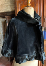 TEXTILE ANCIEN - CAPELINE en velours et fausse fourrure - début XXème