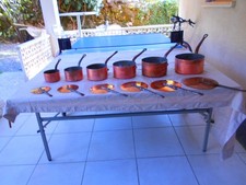 série de 6 casseroles cuivre avec couvercles J.Jacquoto