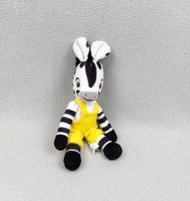 Doudou peluche zèbre ZOU 23 cm FAMOSA salopette jaune TBE