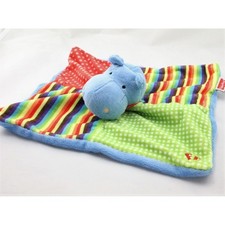 Doudou plat hippopotame bleu