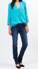 Etam Tunique Blouse Turquoise Manches 3/4 Col v 34 (XS/S)