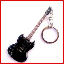 AC/DC - GUITARE MINIATURE PORTE CLÉ ! ANGUS YOUNG Black SG Hard Rock Heavy Metal
