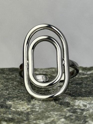 Bague argentée double ovale - bague,