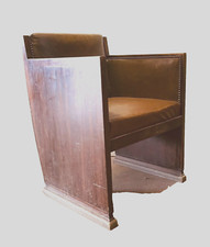 fauteuil art déco en acajou placage d'acajou garniture cuir . XX siècle .