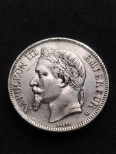 5 FRANCS 1869 BB SUPERBE : RARE MONNAIE ARGENT - NAPOLÉON III SECOND EMPIRE SUP