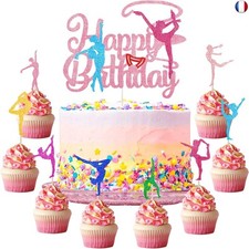 25 Pièces Decoration Gateau Gymnastique Happy Birthday Fille De Gymnastique 