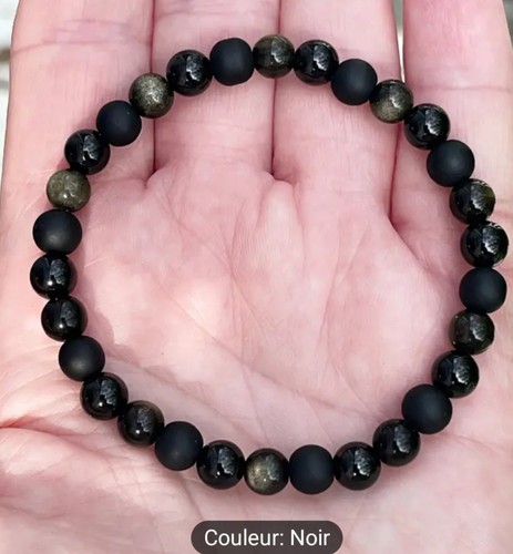 Bracelet obsidienne noir - noir, et