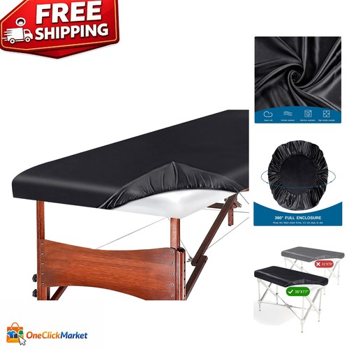Silky black massage table - black,