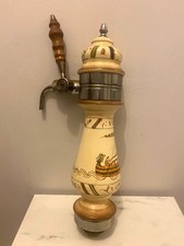 Ancienne tireuse pompe à bière comptoir laiton faïence café brasserie bistro