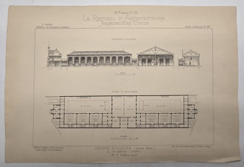 Planche gravée 1880 groupe - 1880,