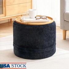 Fluffy Pouf Ottoman Round Foot