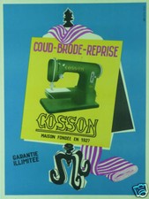 COSSON - MACHINE À COUDRE -AFFICHE ORIGINAL ANNÉES 50-