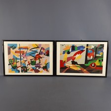 Cadres Abstrait Souvenirs Milano Impressions 11672 Et 11673 Design Poterie 1990