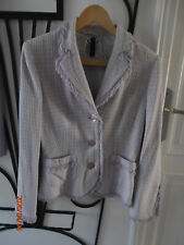 Tailleur parme maille tweed - franges devant et aux manches