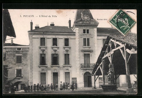 Cpa poncin hotel de ville - l´hotel,