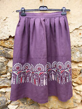 Jupe VENTILO la Colline en lin violet avec broderies T : 38