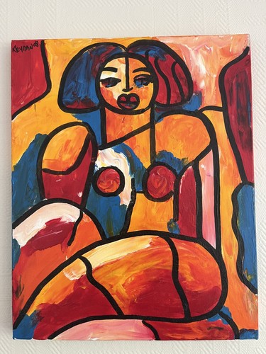 Acrylique sur toile femme - acrylique, toile,