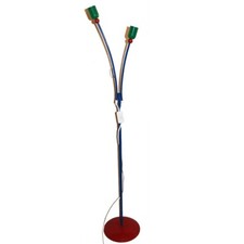 Lampadaire double ESTO en métal bleu rouge et vert 140 cm vintage